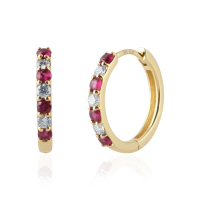 Robijn met diamant Creolen model E015062